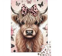 Cattle 1000 Piece Thickened Paper Highland Cow Bow Puzzle Grown-Ups Relaxation Hobby Easy to Store Engaging Teaser 38x26cm/1000pcs