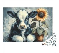 Cattle 1000pc Sun Calf Thick Cardboard Puzzle for Stress Relief Seekers Christmas Gathering Home Decor Collectible Item Value for Money 52x38cm/1000pcs