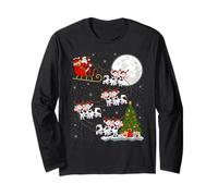 Cattle Cow Santa Sleigh Flying Funny Magical Christmas Long Sleeve T-Shirt