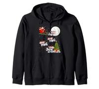 Cattle Cow Santa Sleigh Flying Funny Magical Christmas Zip Hoodie