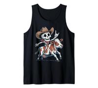 Cattle Cowboy Cow Skeleton Farm Halloween Tank Top