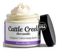 Cattle Creek Whipped Beef Tallow for Skin & Face - Deeply Moisturizing Tallow Balm - Natural Grass-Fed Skincare - Nourishes Dry, Sensitive Skin- Non-Comedogenic, Fast-Absorbing (4oz, Lavender Vanilla)