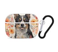 Cattle Dog Florals AirPods Pro 2 Case Cover, Shockproof Hard Shell Protective Case for Women Men, Compatible with Airpod Pro Case 2nd/1st Generation with Keychain-White