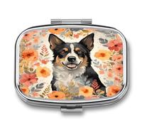 Cattle Dog Florals Pill Box Pill Organizer Pill Case 2 Compartment Medicine Pill Organizer Small Pill Case Pill Container Pill Holder Cute Pill Box Mini Pill Case