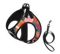 Cattle Dog Florals print Dog Harness and Leash Set, Reflective Adjustable Puppy Vest for Small Medium Large Dogs, Cats