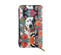 Cattle Dog Florals Print Leather Long Clutch Wallet â€“ Fashionable Personalized Wallet, Multiple Card Slots, Gift Ready, Black, One Size