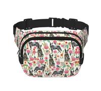 Cattle Dog Florals Print Stylish and Practical Waist Bag,Adjustable,Perfect for Travel,and Outdoor Activities