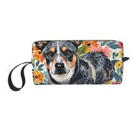 Cattle Dog Florals Printed Makeup Bag with Handle, Lightweight Portable Cosmetic Organiser for Travel, Gym & Daily Use - Gift for Women Girls
