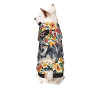 Cattle Dog Florals Printed Puppy Dog Hoodie Pet Sweatshirt Cute Clothing, M