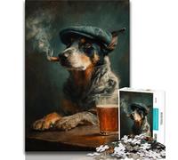 Cattle Dog Smoking 1000 Piece Jigsaw Puzzles for Teenagers Gifts,Decompressing Intellectual Educational Toy Secret Santa Gifts (38x26cm)