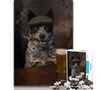 Cattle Dog Smoking Jigsaw Puzzles for Adults 1000 Jigsaws,Challenging To Complete But Fun And Humorous Unique Home Decor And Gifts (50x75cm)