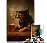 Cattle Dog Smoking Jigsaw Puzzles for Adults 1000,Staycation Kill Time Every Piece Is Unique - Challenging Family Fun Game (75x50cm)
