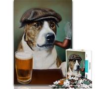 Cattle Dog Smoking JigsawPuzzle 1000 Pieces for Teenagers,Stress Reliever Difficult Challenge Unique Home Decor And Gifts (50x75cm)