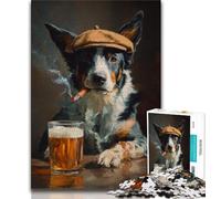 Cattle Dog Smoking Jigsaws Puzzles 1000 Pieces for Teenagers Gifts,Decompressing Intellectual Educational Toy Birthday Present,Gifts,Wall Art (75x50cm)