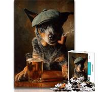 Cattle Dog Smoking Puzzles for Adults Teens 1000 Pieces,Learning Educational Toys Family Games with Matching Poster And Trivia Sheet (38x26cm)