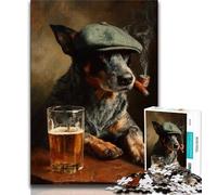 Cattle Dog Smoking Puzzles for Teenagers Teens 1000pc Puzzle,Challenging Family Activity Games DIY Toy for Home Wall Decor Gifts (38x26cm)