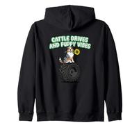 Cattle Drives And Puppy Vibes Australian Shepherd Owner Zip Hoodie