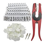 Cattle Ear Tags 001-100 Number Plastic Livestock Animal Tag for Cows Ear Tag Applicator Kit (001-100, White)