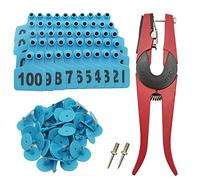 Cattle Ear Tags 001-100 Number Plastic Livestock Animal Tag for Cows Ear Tag Applicator Kit (001-100, Blue)