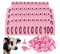 Cattle Ear Tags 001-100 Numbered Large Plastic Livestock Ear Tag Pink