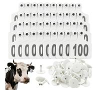 Cattle Ear Tags 001-100 Numbered Large Plastic Livestock Ear Tag,White