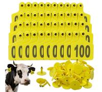 Cattle Ear Tags 001-100 Numbered Large Plastic Livestock Ear Tag,Yellow