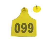 Cattle Ear Tags 100Pcs Animal Ear Tags with Number Enlarged Thickened Cattle Horse Digital Identification Label Plates and Copper Studs for Cattle Cows Pigs(Yellow)