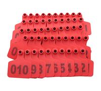 Cattle Ear Tags, Large Plastic Livestock Ear Tags for Sheep Cattle Calf Hog with Number 001-100/101-200/201-300, Animal Identification Ear Tag (Red,001-100)