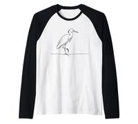 Cattle Egret Line Art Birdwatcher Raglan Baseball Tee