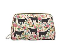 Cattle Farm Sanctuary Leather Handheld Zipper Makeup Bag Organizer Wallet Large Capacity Travel Makeup Bag Toiletries