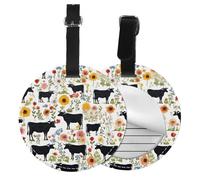 Cattle Farm Sanctuary Print 1/2pcs Luggage Tags,Round Leather Travel Suitcase Labels with Privacy Name Address Card