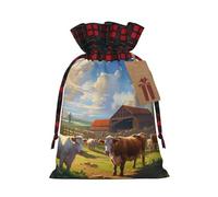 Cattle Farm Sanctuary Print Christmas Gift Bags With Drawstrings For Holiday Gift Bags, Christmas Goody Bags