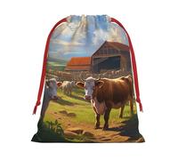 Cattle Farm Sanctuary Print Drawstring Gift Decor Bag Reusable Birthday Wedding Anniversaries Daily Storage