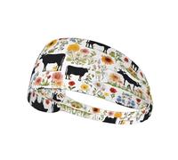 Cattle Farm Sanctuary Print Non-Slip Elastic Running Headband, Sweat Absorbing Stretchy Hair Bands For Gym Yoga, Soft Skin-Friendly Foldable Workout Headband