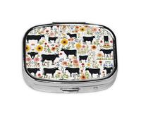 Cattle Farm Sanctuary Print Pill Box 2 Compartment Medicine Pill Case,Portable for Pocket Or Purse Pill Box Decorative Metal Medicine Organizer