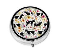 Cattle Farm Sanctuary Print Pill Box for Pocket Round Pill Box 3 Compartment Decorative Portable Travel Pill Holder Tablet Vitamin Organizer Mini Pill Case(2pcs)