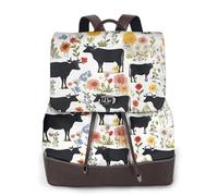 Cattle Farm Sanctuary Print Women Backpack Waterproof Anti-Theft Lightweight Pu Fashion Leather Nylon School Shoulder Bag Travel Backpack
