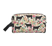 Cattle Farm Sanctuary Printed Double Sided Storage Bag, Large Makeup Pouch with Black Lining for Travel and Home