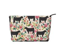 Cattle Farm Sanctuary Printed Make up Bag for Women Corduroy Makeup Bags Zipper Travel Cosmetic Bags Pouch Organizer