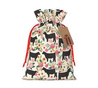 Cattle Farm Sanctuary Printing 4.7x6.9 In Christmas Bag With Drawstring,Ideal For Adults To Wrap Gifts For Christmas Halloween