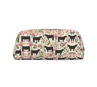 Cattle Farm Sanctuary Printing School Leather Zippered Fountain Ballpoint Rollerball Pens Pouch Pencils Case Holder for Pupil