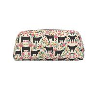 Cattle Farm Sanctuary Printing School Leather Zippered Fountain Ballpoint Rollerball Pens Pouch Pencils Case Holder for Pupil