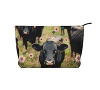 Cattle Farm Sanctuary Prints Corduroy Makeup Bag for Women Girls, Spacious Travel Cosmetic Organiser for Make-up, Toiletries & Essentials
