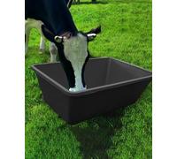 Cattle Goat Livestock Feeder Trough for Outside, 83cm Long Feeders Pan for Chicken Bird Pig Horse Alpacas, 3mm Thick Animals Bowl Easy to Clean(Black,4pcs)