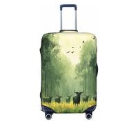 Cattle herds in The Forest Luggage Cover Suitcase Protector Anti-Scratch Luggage Cover Fits 18-32Inch Luggage
