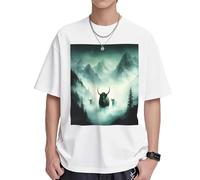 Cattle Herds in The Mountains Mens T-Shirts & Womens T-Shirts, White and Black Graphic Tees for Men and Women, Soft and Breathable