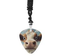 Cattle Highland Cow Womens Guitar Pick Necklace for Men Pendant with Chain Music Accessory