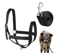 Cattle Rope Halter | Cattle Training Halter and Lead Rope | Heavy-Duty Adjustable Nylon, Livestock Training Equipment for Handling Showing Animals Small Breeds Goat Lamb Sheep Foal