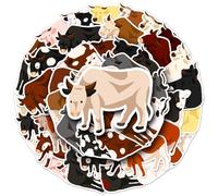 Cattle Stickers for Boys Girls Kids Teens, Lovely Cartoon Waterproof Vinyl Stickers for Phone Laptop Flasks Water Bottle Luggage Scrapbook Cup Bike Notebook, Cute Animals Decals Pack[Cattle -50Pcs]