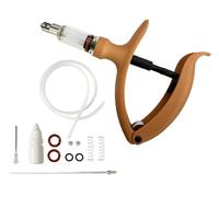 Cattle Syringe Gun Injector, Automatic Veterinary Metal Continuou-Syringe with Bottle Cover for Animal-Vaccine Administration(Intubation/Oil-A/5ml)